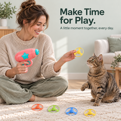 Interactive Flying Disc Fetch Toy for Cats (5 Discs Included)