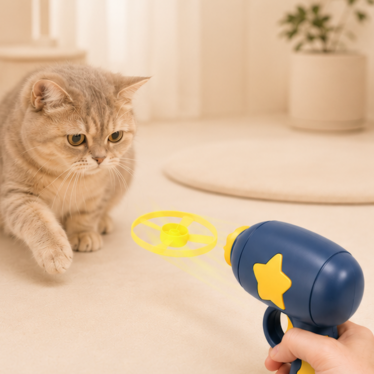 Interactive Flying Disc Fetch Toy for Cats (5 Discs Included)