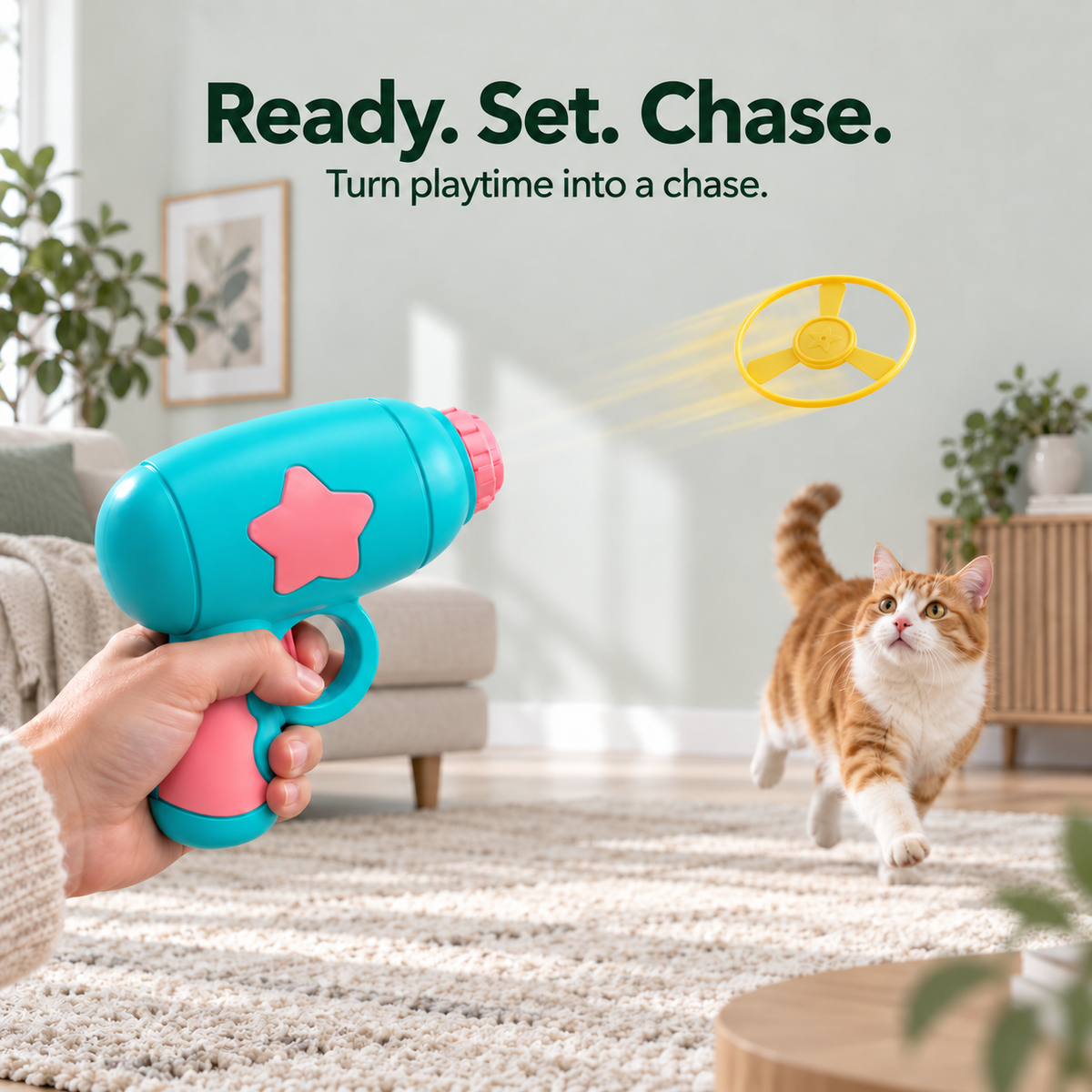 Interactive Flying Disc Fetch Toy for Cats (5 Discs Included)